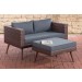 2er Sofa Molde mit Fußhocker Braun-meliert-40 cm (Dunkelbraun)-Eisengrau